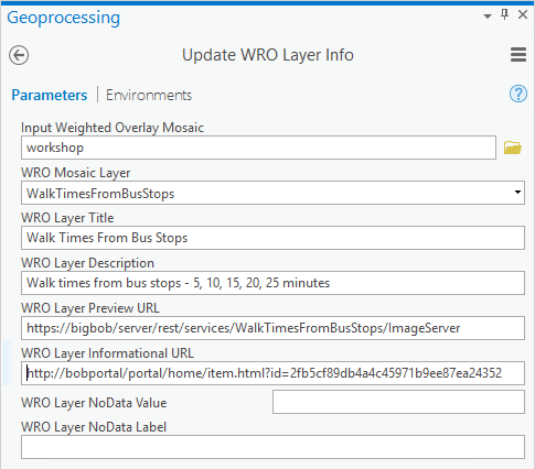 Update WRO Layer Info Update WRO Layer Info