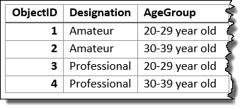 Input layer summarized using the fields Designation and Age Group Input layer summarized using the fields Designation and Age Group