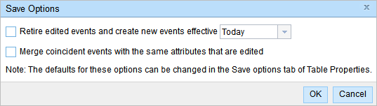 Save Options dialog box Save Options dialog box