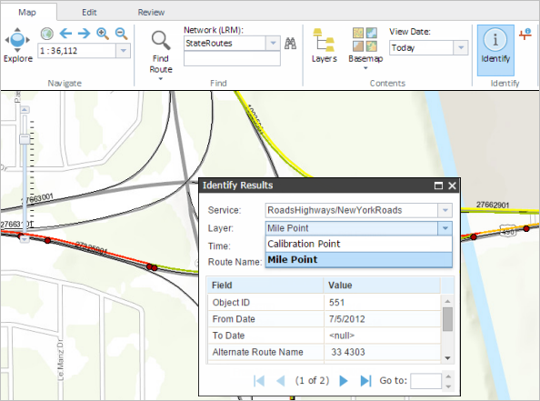 Selecting a different layer to identify Selecting a different layer to identify